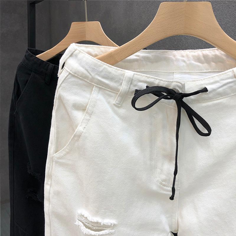 White Jeans Men'S Trendy Brand Fashionable Cropped Pants Thin Men'S Ripped Pants - Image 5